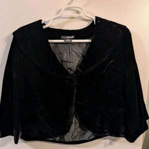 Willi Smith Vintage Velvet Black One Button Cropped Dressy Jacket